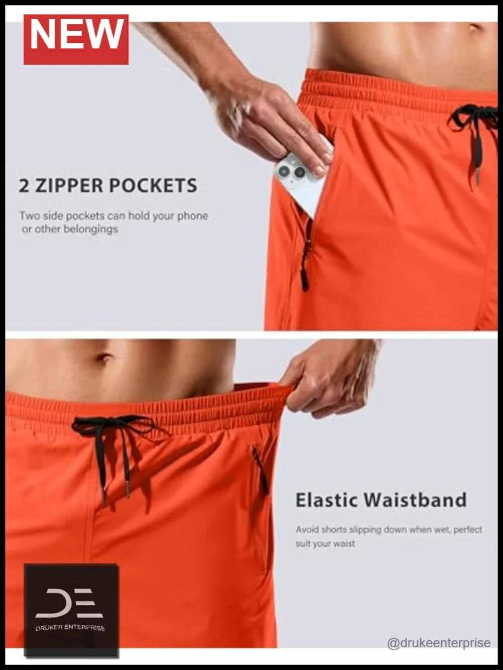 Mens Swim Trunks with Compression Liner 7